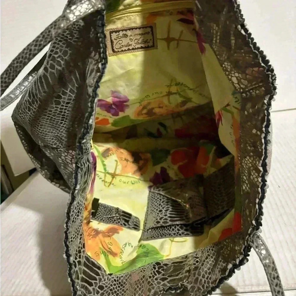 Cards falchi faux snake embossed PVC tote handbag - Picture 5 of 6